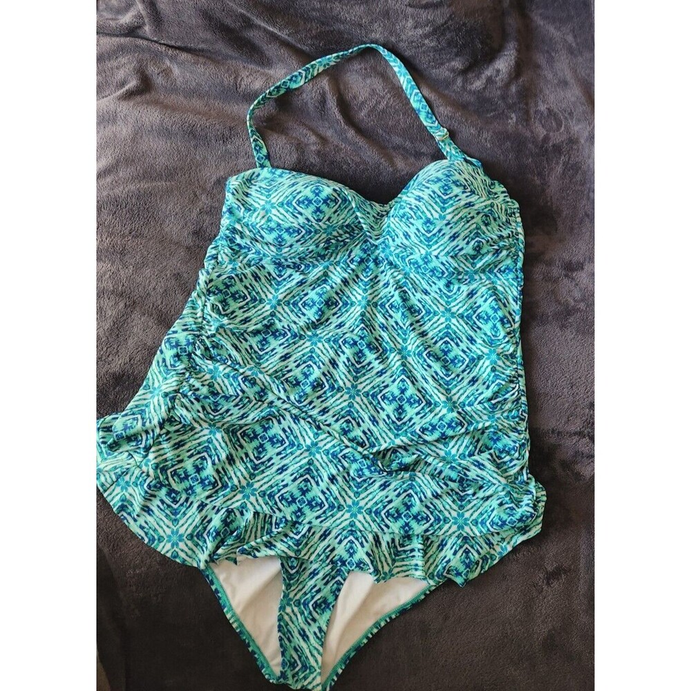 Swimsuits for All Shore Club One Piece Skirted Halter Neck Swimsuit Plus Size 22